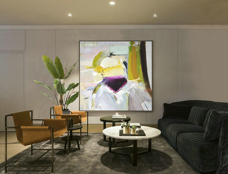 Large Contemporary Art Acrylic Painting,Oversized Palette Knife Painting Contemporary Art On Canvas,Canvas Paintings For Sale,Yellow,Pink,Grey,Black.etc